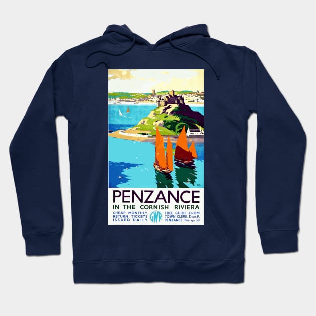 Penzance in the Cornish Riviera - Vintage British Travel Poster Art Hoodie by Naves